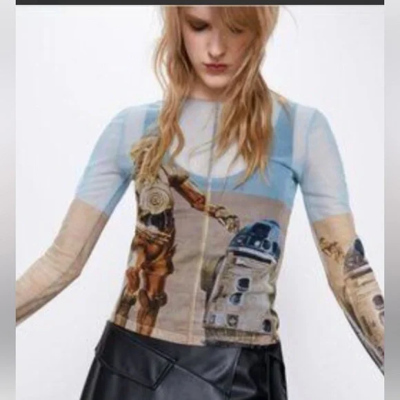 REALLY RARE SOLD OUT BNWT STAR WARS MESH LONG SLEEVE TOP FROM ZARA. SIZE SMALL. - Picture 14 of 15